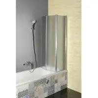 Hak Aqualine VANDA: Panel plegable para bañera, 1000 x 1400 mm, cromo, vidrio esmerilado