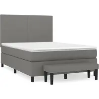 Syfax Cama box spring con colchón tela gris oscuro 140x190 cm