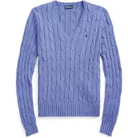 Ralph Lauren para mujer. 211971870005 Jersey de algodón en punto de ochos azul (XS), Casual, Manga larga, outlet 2026