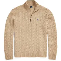 Ralph Lauren para hombre. 710876766006 Jersey en punto de ochos con cremallera beige (L), Casual, Lana, Clásico, outl
