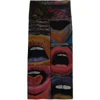 Desigual , Falda estampada bocas, Mujer, Viscosa, Negro, L