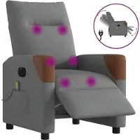 Syfax Sillón reclinable de masaje eléctrico tela gris oscuro