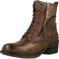Mustang Botines con cordones cognac / oro