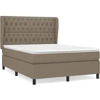 Syfax Cama box spring con colchón tela gris taupe 140x190 cm