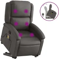 Sonstiges Sillón reclinable de masaje elevable cuero auténtico gris