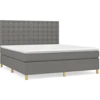 Syfax Cama box spring con colchón tela gris oscuro 180x200 cm