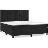 Syfax Cama box spring con colchón terciopelo negro 180x200 cm