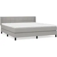 Syfax Cama box spring con colchón tela gris claro 180x200 cm