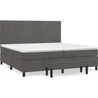 Syfax Cama box spring con colchón terciopelo gris oscuro 200x200 cm