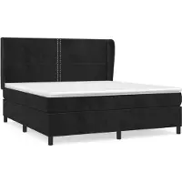 Syfax Cama box spring con colchón terciopelo negro 180x200 cm