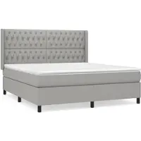 Syfax Cama box spring con colchón tela gris claro 180x200 cm