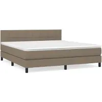 Syfax Cama box spring con colchón tela gris taupe 160x200 cm