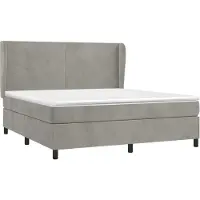 Syfax Cama box spring con colchón terciopelo gris claro 180x200 cm