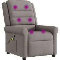 Syfax Sillón de masaje reclinable de tela gris taupé