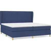 Syfax Cama box spring con colchón tela azul 200x200 cm