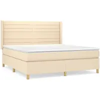 vidaXL Cama con somier y colchón de color crema, 180x200 cm, tapizada en tela