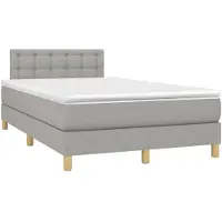 Syfax Cama box spring con colchón tela gris claro 120x200 cm