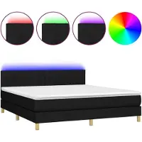 Syfax Cama box spring con colchón LED tela negro 180x200 cm