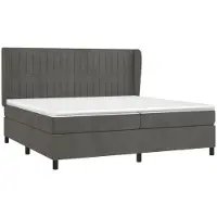 Syfax Cama box spring con colchón terciopelo gris oscuro 200x200 cm