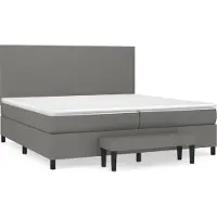 Syfax Cama box spring con colchón tela gris oscuro 200x200 cm