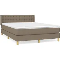 Syfax Cama box spring con colchón tela gris taupe 140x190 cm
