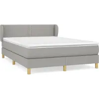 Syfax Cama box spring con colchón tela gris claro 140x200 cm