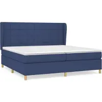 Syfax Cama box spring con colchón tela azul 200x200 cm