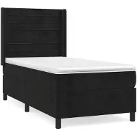 Syfax Cama box spring con colchón terciopelo negro 90x200 cm