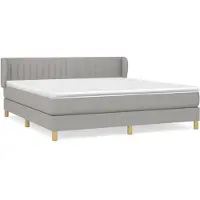 Syfax Cama box spring con colchón tela gris claro 180x200 cm