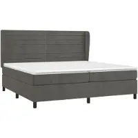 Syfax Cama box spring con colchón terciopelo gris oscuro 200x200 cm
