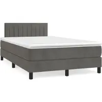 Syfax Cama box spring con colchón terciopelo gris oscuro 120x200 cm