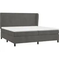 Syfax Cama box spring con colchón terciopelo gris oscuro 200x200 cm