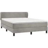 Syfax Cama box spring con colchón terciopelo gris claro 140x200 cm