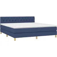 Syfax Cama box spring con colchón tela azul 160x200 cm