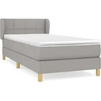 Syfax Cama box spring con colchón tela gris claro 90x190 cm