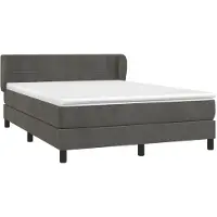 Syfax Cama box spring con colchón terciopelo gris oscuro 140x190 cm