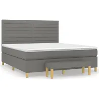 Syfax Cama box spring con colchón tela gris oscuro 160x200 cm