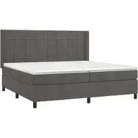 Syfax Cama box spring con colchón terciopelo gris oscuro 200x200 cm