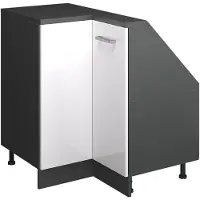 Vicco Armario de cocina esquinero para techo inclinado R-Line Blanco alto brillo 75.6 cm con 1 puerta, Model 59099