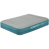 OEM Colchón inflable para dos personas - 152x203x36 cm - Gris/Azul - Bomba infladora con cargador extraíble - Colchón inflable para camping
