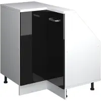 Vicco Armario de cocina esquinero para techo inclinado R-Line Negro brillo intenso 75.6 cm con 1 puerta, Model 59123