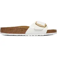 Birkenstock para mujer. 1019814 Sandalias Madrid Big Buckle Birko-Flor (Ajuste Estrecho) blanco (39), Plano, Ninguno, Casual, Charol, Birken