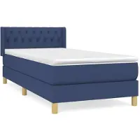 Syfax Cama box spring con colchón tela azul 90x190 cm