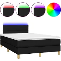 Syfax Cama box spring con colchón LED tela negro 120x200 cm
