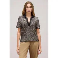 Oltre Full Sequined Polo Shirt Grey Talla: XS | Camisetas Outlet | Mujer | Gris