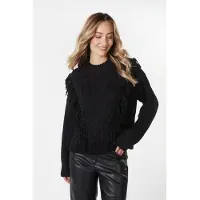 Esqualo Sweater Cable Fringes Black Talla: S | Sudaderas con Capucha Outlet | Mujer | Negro