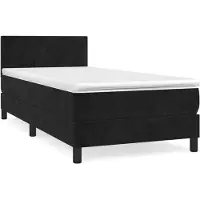 Syfax Cama box spring con colchón terciopelo negro 80x200 cm
