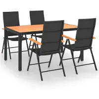 Syfax Juego de comedor para jardín 5 piezas negro y marrón