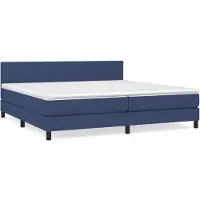 Syfax Cama box spring con colchón tela azul 200x200 cm