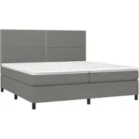 Syfax Cama box spring con colchón tela gris oscuro 200x200 cm
